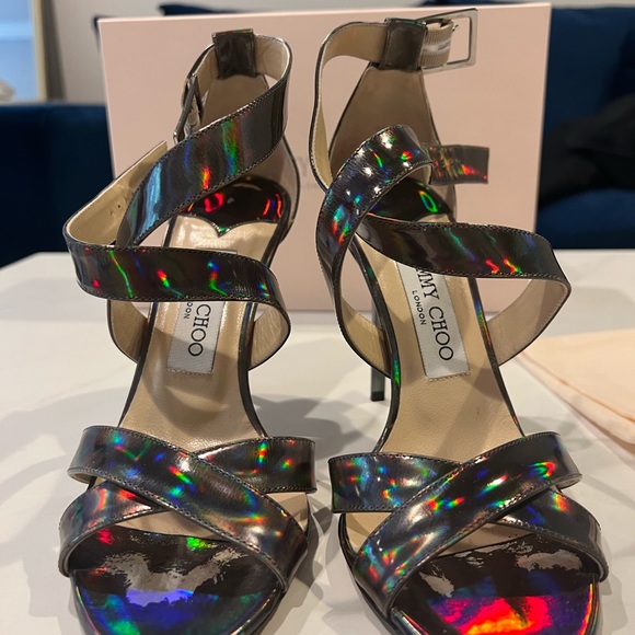 Jimmy Choo Lottie Patent Leather Disco Hologram Heels - Picture 3 of 6